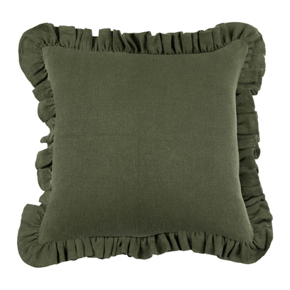 Anika Solid Olive Pillow W/Ruffle