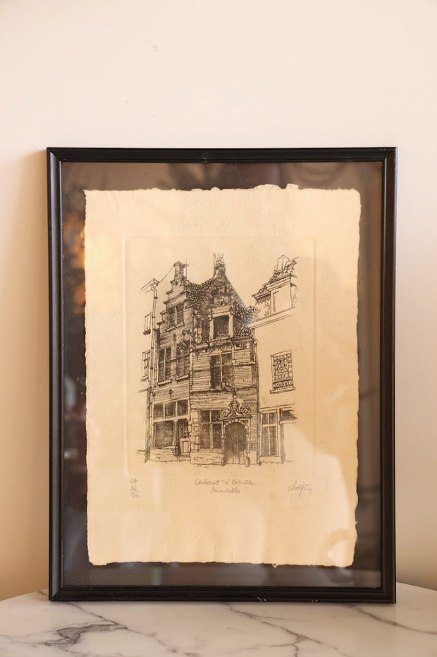 Original Framed Drawing of Building