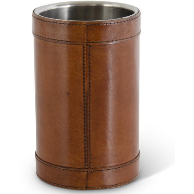 8" Brown Leather Wine Chiller