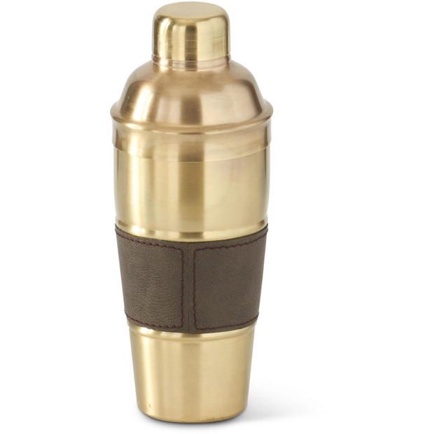 Cocktail Shaker W/ Brown Leather Stripe