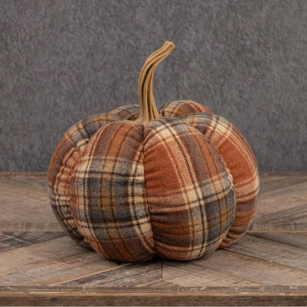10" Scottish Check Fabric Pumpkin