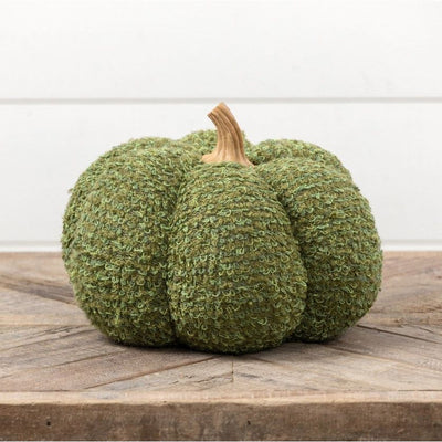 9" Green Speckled Fabric Pumpkin