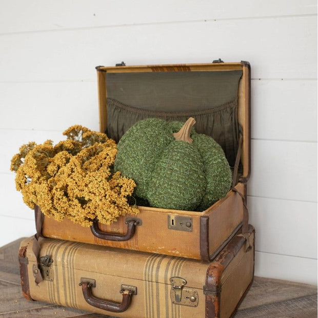 9" Green Speckled Fabric Pumpkin