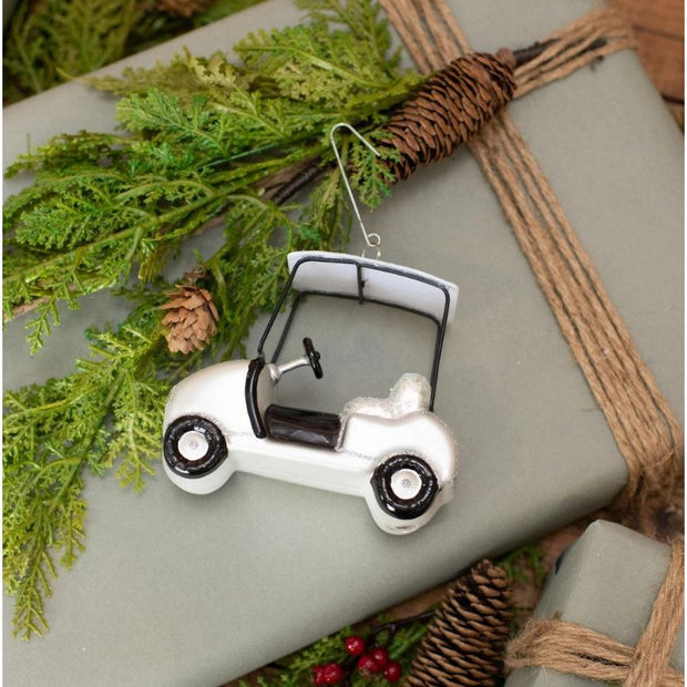 White Golf Cart Ornament