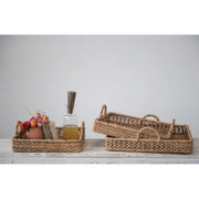 Decorative Hand-Woven Tray with Handles