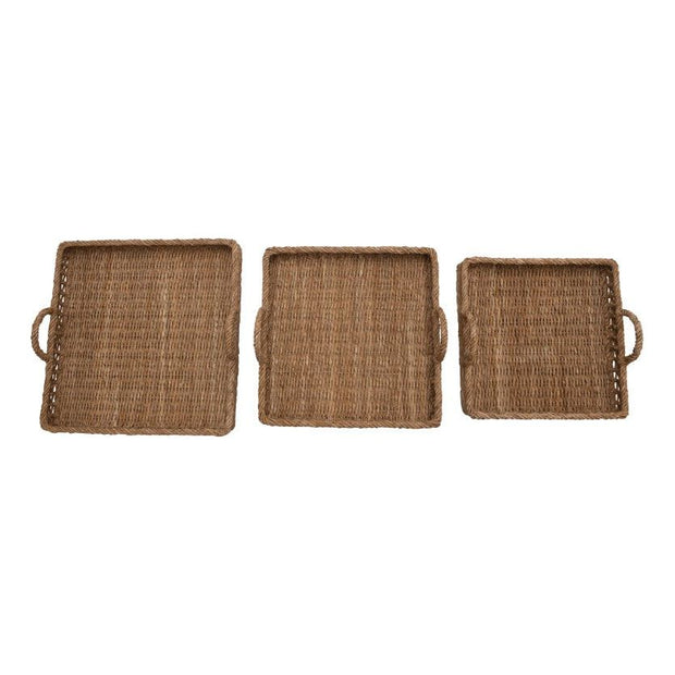 Decorative Hand-Woven Tray with Handles