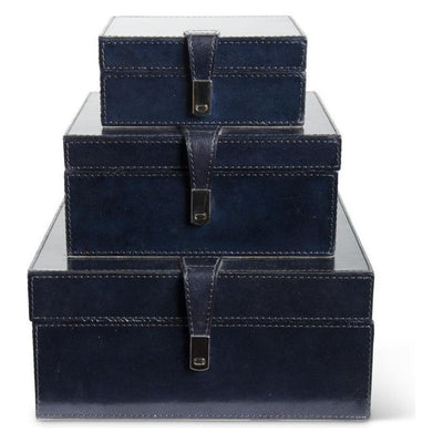 Royal Blue Leather Lined Boxes W/Magnet Closers