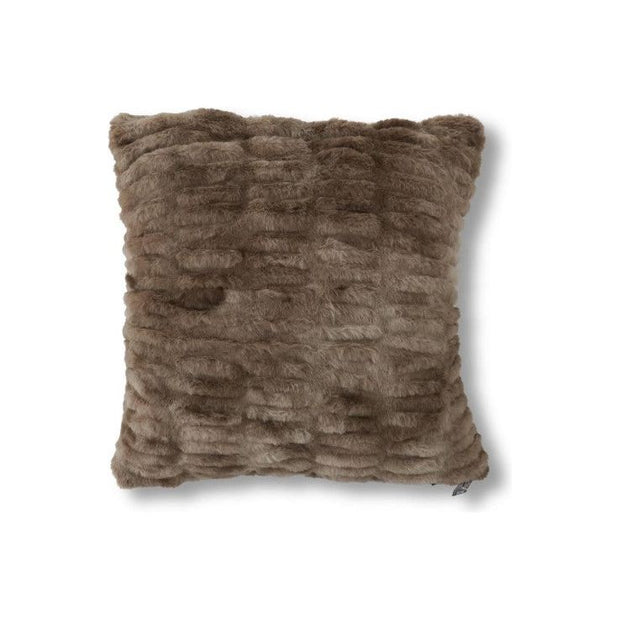 18" Brown Ribbed Faux Fur Pillow