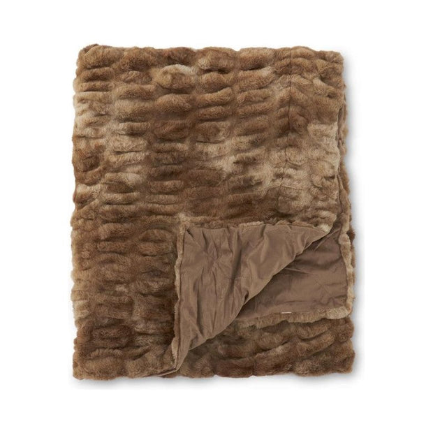 60" Ribbed Faux Fur Throw Blanket - Brown