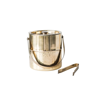 S/2 - Brass Ice Bucket with Tongs