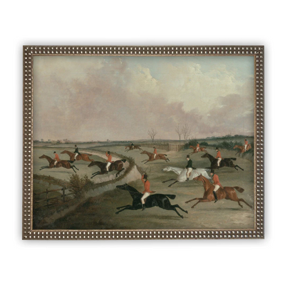 12" x 16" Horse Race Vintage Framed Canvas Art