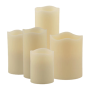 Ivory Wax Flameless Led Pillar Candles with Melted Top