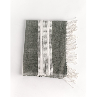 Aden Cotton Hand Towel - Gray with Natural