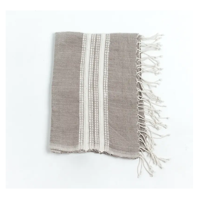 Aden Cotton Hand Towel - Stone with Natural