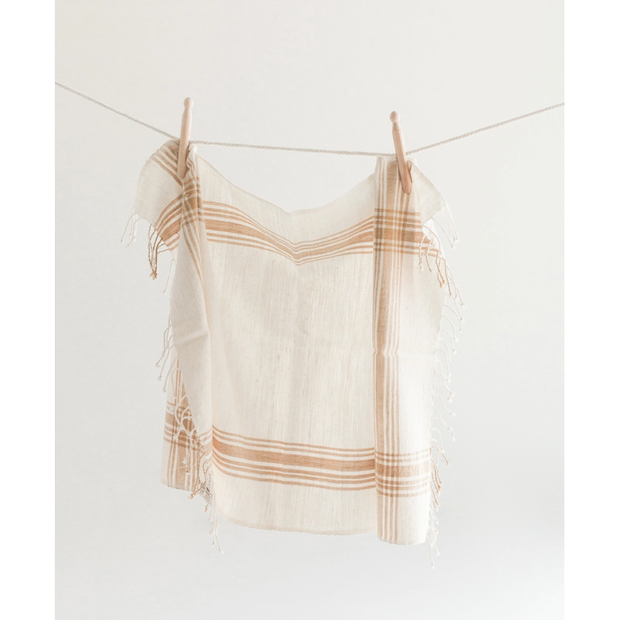 Cabin Hatch Cotton Hand Towel - Natural with Beige