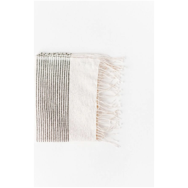 Riviera Striped Cotton Hand Towel - Natural with Grey
