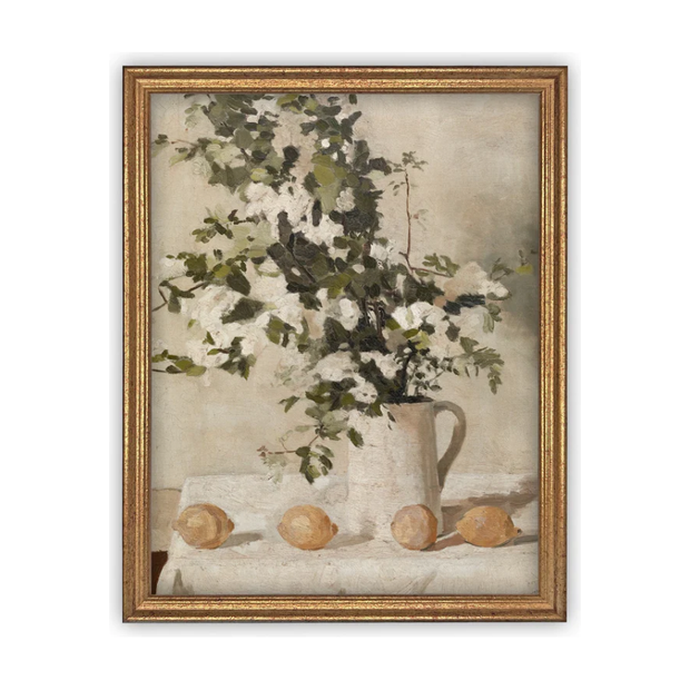 11" x 14" Vintage Framed Still Life Canvas Art