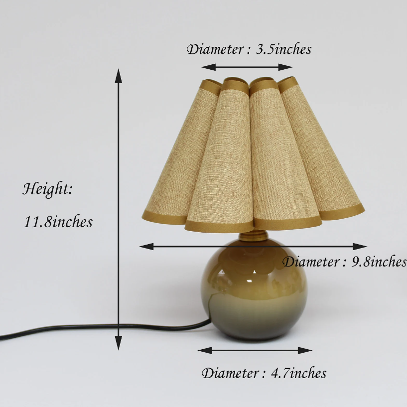 Scallop Linen & Ceramic Base Table Lamp