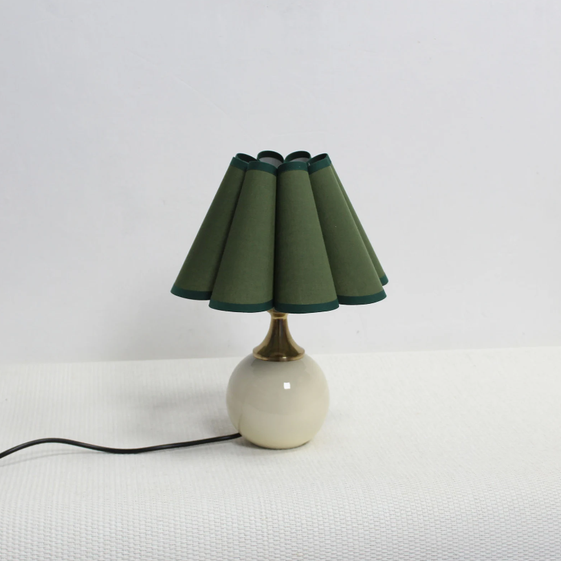 Scallop Moss Green Fabric & Ceramic Base Table Lamp