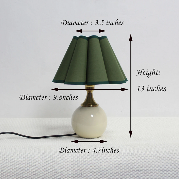 Scallop Moss Green Fabric & Ceramic Base Table Lamp