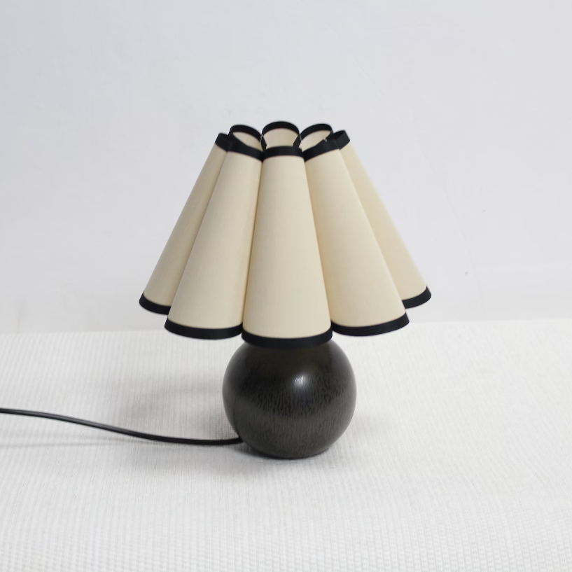 Khaki Fabric & Acrylic Skirt Ceramic Table Lamp