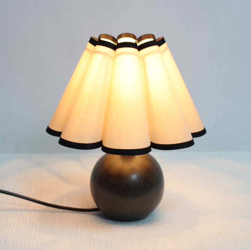 Khaki Fabric & Acrylic Skirt Ceramic Table Lamp