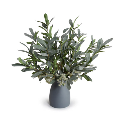 Olive Branch Arrangement in Gray Glass