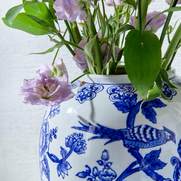 10" Yu Hua Garden Blue and White Vase