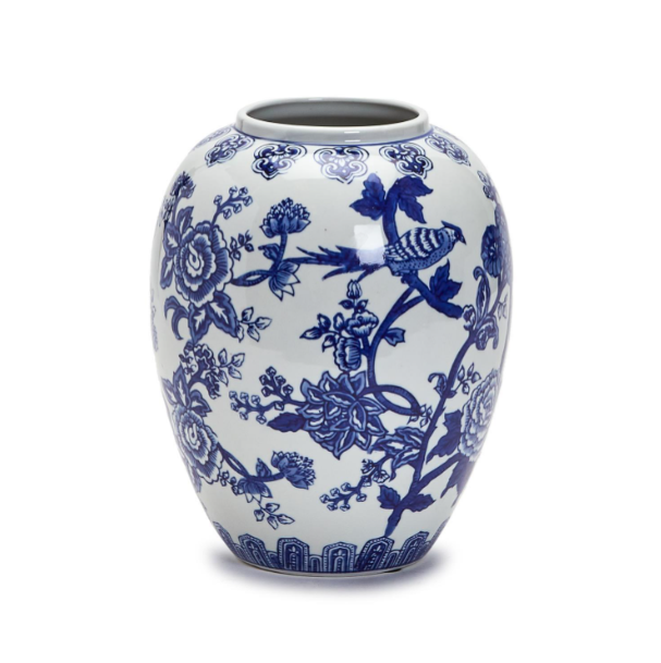 10" Yu Hua Garden Blue and White Vase