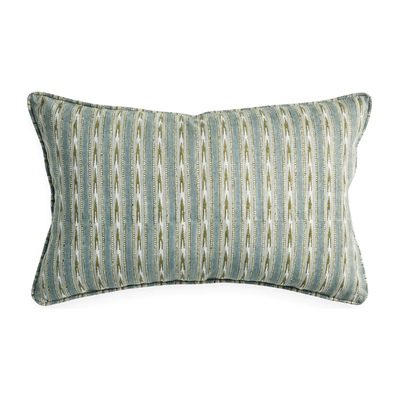 Mashru Celadon Moss Linen Pillow - 14" x 22"