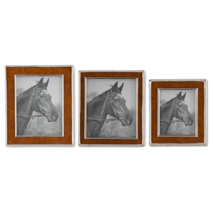 Brown Leather/Silver Trim Picture Frame