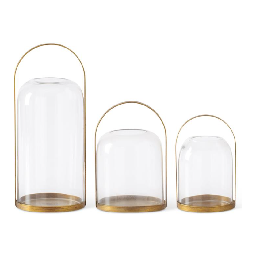 Lantern Candleholder W/Glass Domed Hurricane