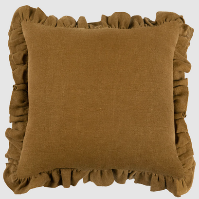 Anika Solid Mustard Pillow W/Ruffle