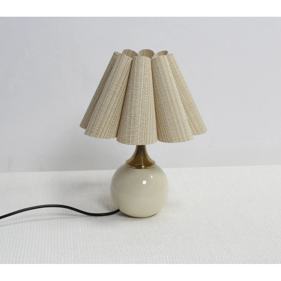 Scallop Khaki Fabric & Ceramic Base Table Lamp