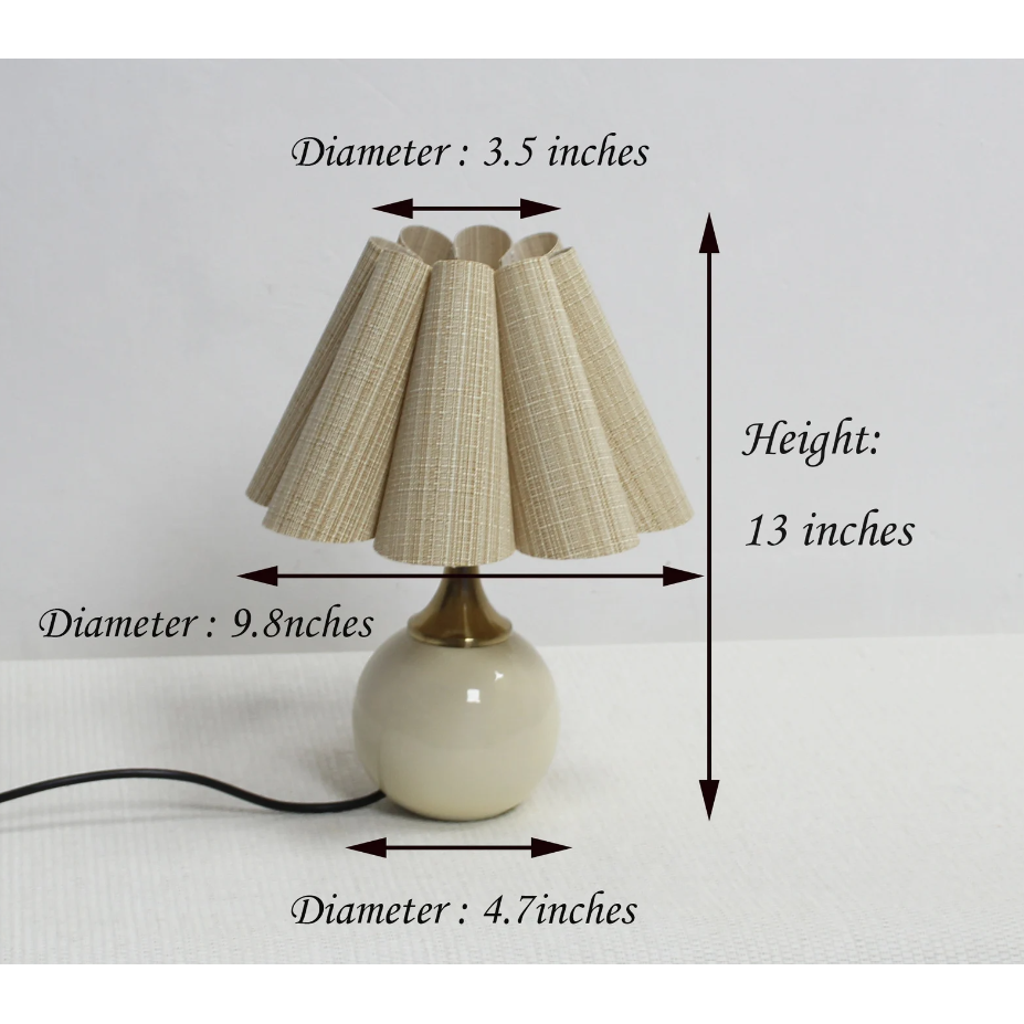 Scallop Khaki Fabric & Ceramic Base Table Lamp