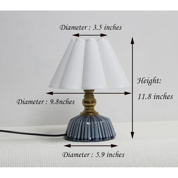 Scallop Off-White Fabric W/White Trim Ceramic Lamp
