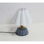 Scallop Off-White Fabric W/White Trim Ceramic Lamp