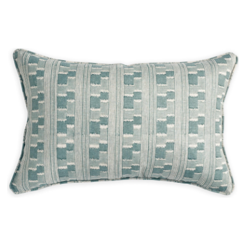 Chowk Celadon Linen Pillow - 14" x 22"