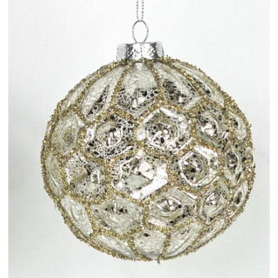 Gold Glass Ball Ornament 4"