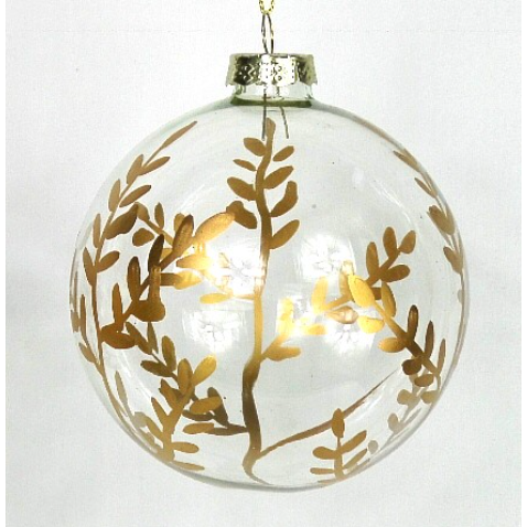 Gold Leaf Glass Ball Ornament 4"