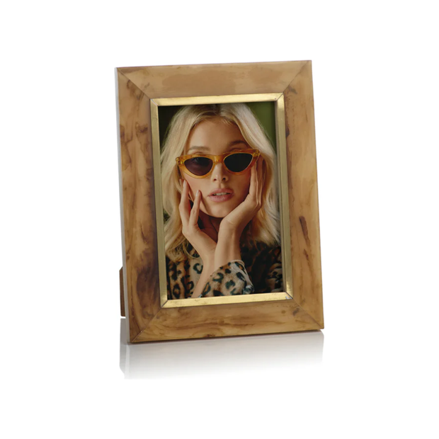 Horn Design Inlaid Photo Frame with Brass Accent - 4x6