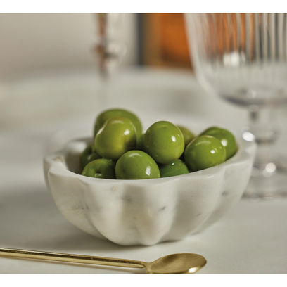 Scalloped Marble Condiment Bowl