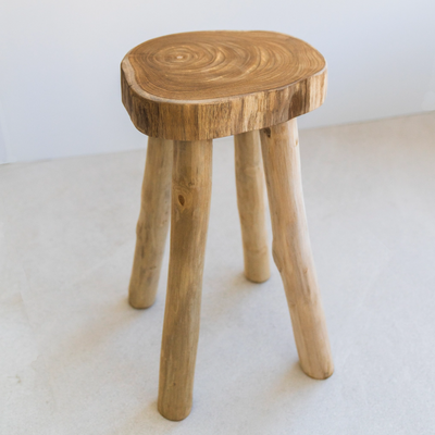 Teak Wooden Stool Side Table - Large