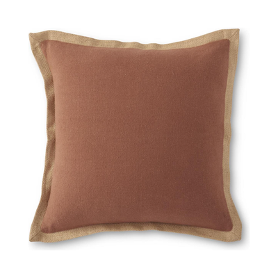 20" Square Burlap Pillow w/Jute Flange