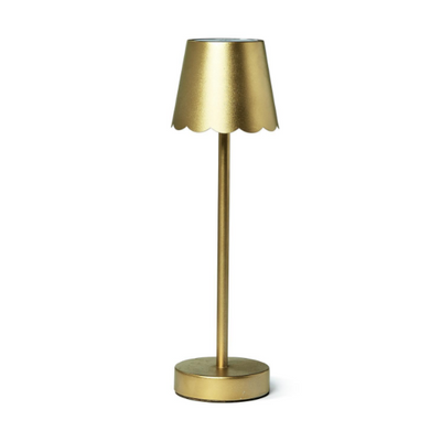 LED Cordless Table Lamp with Scalloped Edge Shade