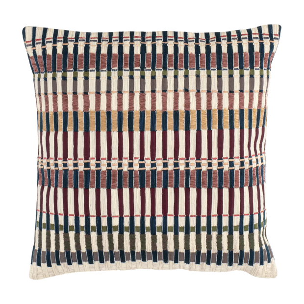 Folk Stripe Embroidered Multi Decorative Pillow - 22" Square