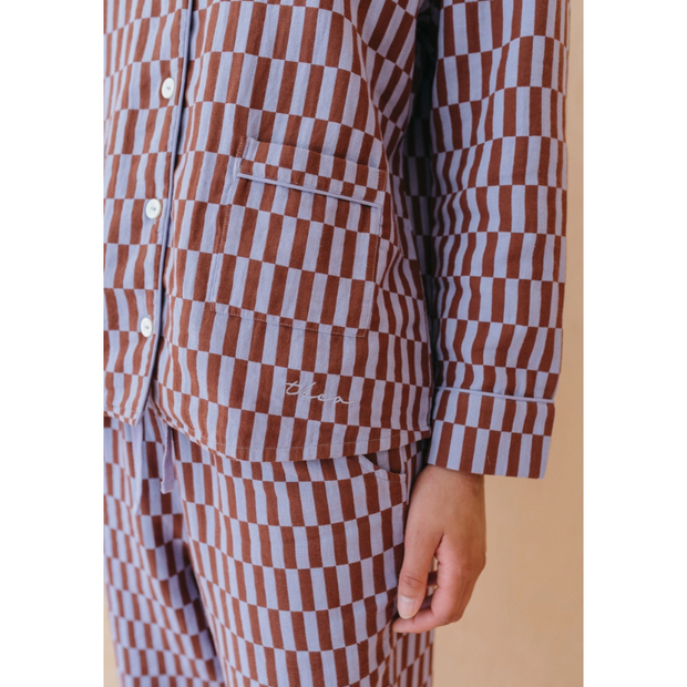 Cotton Pajamas in Lilac Checkerboard