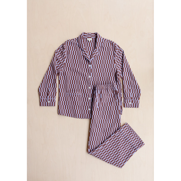 Cotton Pyjamas in Lilac Checkerboard