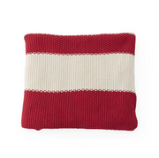 Cotton Knit Red & Cream Striped Throw Blanket