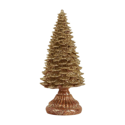 Gold Glitter Resin Tree on Ribbed Base